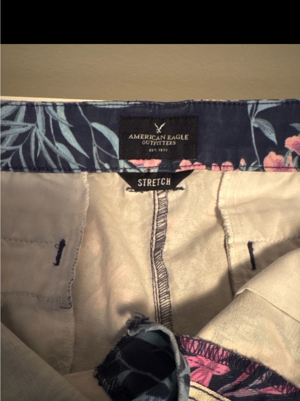 American Eagle Outfitters Navy Shorts with Pink Floral Accents